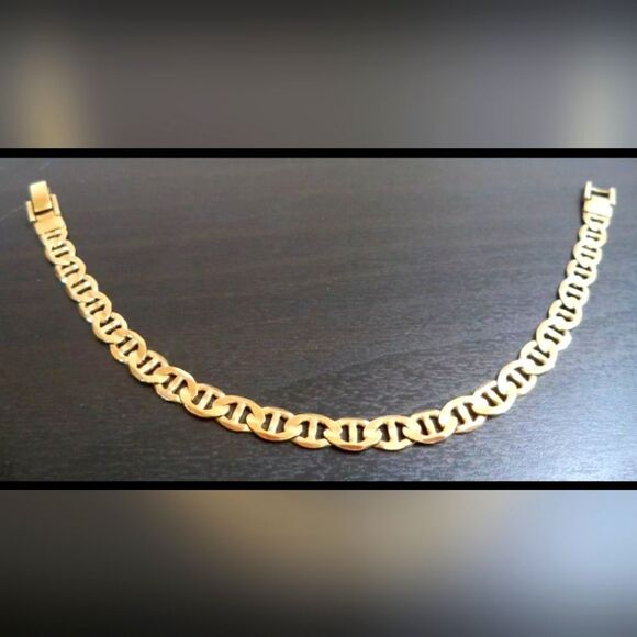 Gold Tone Chain Bracelet 7.5" - Picture 1 of 2